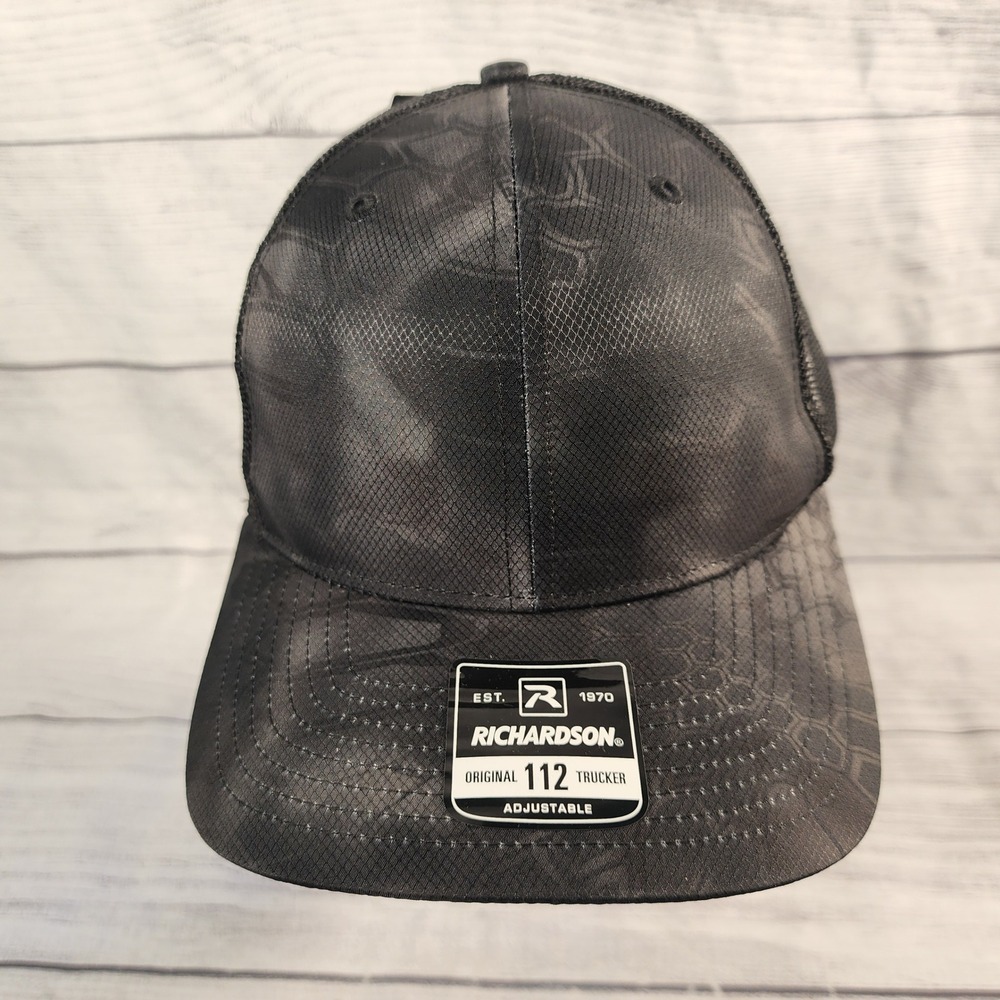 Richardson 112P Trucker Hat Mens Black Kryptek Typhon Camo Mesh Snapback Cap NEW - Picture 2 of 8